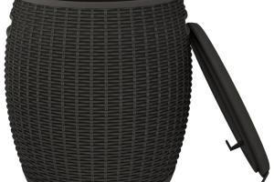 Coffre boîte meuble de jardin rangement 4 en 1 noir polypropylène 02_0013036