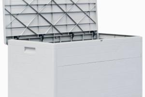 Coffre boîte meuble de jardin rangement 420 litres gris clair  02_0013037