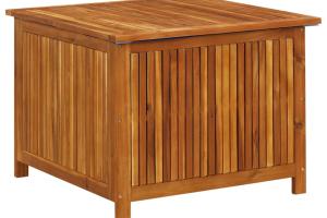 Coffre boîte meuble de jardin rangement 75 x 75 x 58 cm bois d'acacia solide 02_0013046