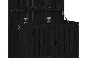 Coffre boîte meuble de jardin rangement 76 x 42,5 x 54 cm bois massif pin noir 02_0013115