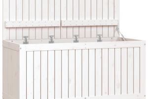 Coffre boîte meuble de jardin rangement blanc 121 x 55 x 64 cm bois de pin 02_0013070