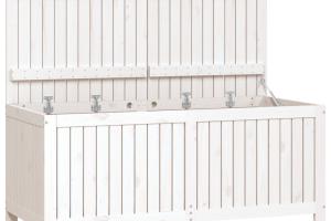 Coffre boîte meuble de jardin rangement blanc 147 x 68 x 64 cm bois de pin 02_0013071