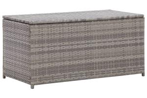 Coffre boîte meuble de jardin rangement résine tressée 100 x 50 x 50 cm gris 02_0013116