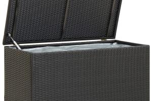 Coffre boîte meuble de jardin rangement résine tressée 100 x 50 x 50 cm noir 02_0013118