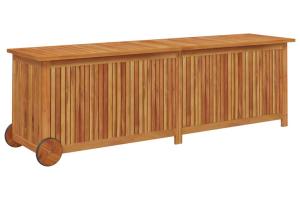 Coffre boîte meuble de jardin rangement avec roues 150 x 50 x 58 cm bois acacia 02_0013065