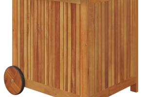 Coffre boîte meuble de jardin rangement avec roues 60 x 50 x 58 cm bois acacia 02_0013066