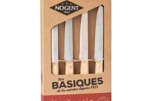 Coffret 4 couteaux de table Kraft Classic bois de hêtre naturel Nogent