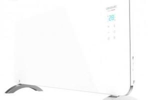 Convecteur sur pieds en verre programmable avec Wi-Fi 2000W blanc Cecotec