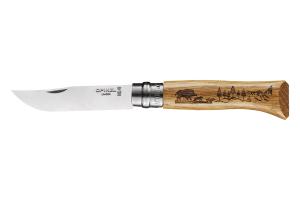Couteau gravé Animalia lame 8.5 cm Sanglier Opinel