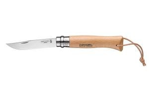 Couteau pliant N°8 lame inox 8,5 cm avec lanière Baroudeur Opinel