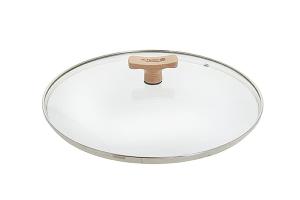 Couvercle verre 32 cm bouton bois de hêtre De Buyer