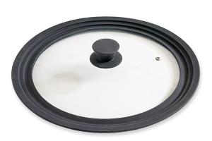 Couvercle en verre et silicone noir multidiamètre 28, 30 et 32 cm Mathon