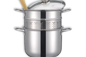 Cuiseur à pâtes en inox 18 10 avec couvercle en verre 22 cm 5 L Inoxriv