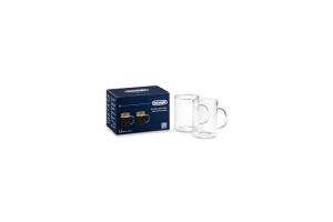 Delonghi - De'Longhi DLSC320 Ensemble de verres à café long américain, tasse résistante en verre borosilicaté, confortable à tenir, lavable