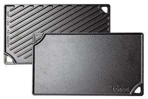 Double plaque réversible Grill & Plancha en fonte naturelle 42 × 24 cm Lodge