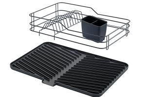 Égouttoir vaisselle noir avec tapis égouttoir Wenko by Maximex