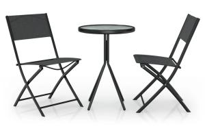 Ensemble de bistro jardin meuble extérieur terrasse 3 pièces acier noir 02_0013498