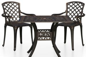 Ensemble de bistro jardin meuble extérieur terrasse 3 pièces aluminium coulé bronze 02_0013505