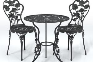 Ensemble de bistro jardin meuble extérieur terrasse 3 pièces aluminium coulé noir 02_0013513