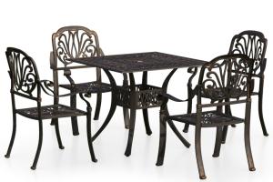 Ensemble de bistro jardin meuble extérieur terrasse 5 pièces aluminium coulé bronze 02_0013534