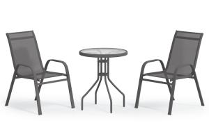 Ensemble de bistro jardin meuble extérieur terrasse de jardin 3 pièces gris 02_0013538