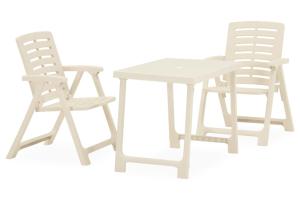 Ensemble de bistro jardin meuble extérieur terrasse pliable 3 pièces plastique blanc 02_0013546