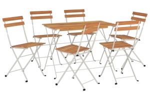 Ensemble de bistro jardin meuble extérieur terrasse pliable 7 pièces bois d'acacia solide et acier 02_0013548