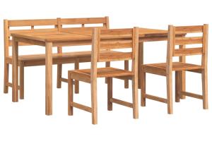 Ensemble à dîner salon de jardin meuble d'extérieur 4 pièces bois de teck massif 02_0014272