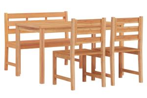 Ensemble à dîner salon de jardin meuble d'extérieur 4 pièces bois de teck massif 02_0014275