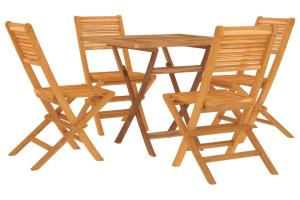 Ensemble à dîner salon de jardin meuble d'extérieur 5 pièces 47 x 62 x 90 cm bois de teck massif 02_0014302