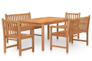 Ensemble à dîner salon de jardin meuble d'extérieur 5 pièces bois de teck massif 02_0014288