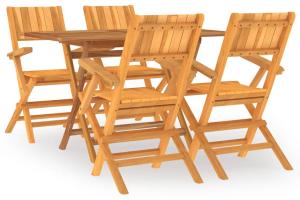 Ensemble à dîner salon de jardin meuble d'extérieur 5 pièces bois de teck massif 02_0014301