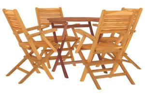Ensemble à dîner salon de jardin meuble d'extérieur 5 pièces bois de teck massif 02_0014303