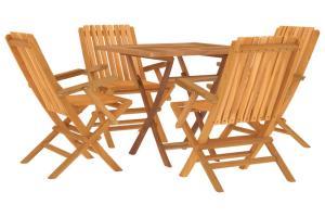 Ensemble à dîner salon de jardin meuble d'extérieur 5 pièces bois de teck massif 02_0014305