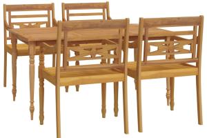Ensemble à dîner salon de jardin meuble d'extérieur 5 pièces bois de teck massif 02_0014296
