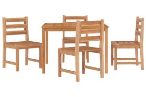 Ensemble à dîner salon de jardin meuble d'extérieur 5 pièces bois de teck massif 02_0014299