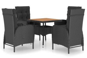 Ensemble à dîner salon de jardin meuble d'extérieur 5 pièces résine tressée et acacia noir 02_0014331