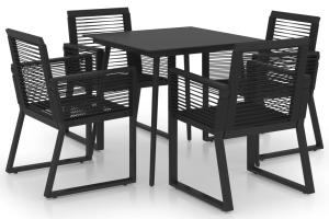 Ensemble à dîner salon de jardin meuble d'extérieur 5 pièces rotin pvc noir 02_0014228