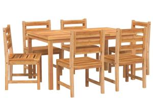 Ensemble à dîner salon de jardin meuble d'extérieur 7 pièces bois de teck solide 02_0014342