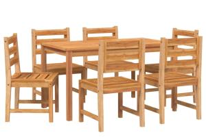 Ensemble à dîner salon de jardin meuble d'extérieur 7 pièces bois de teck solide 02_0014343