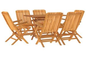 Ensemble à dîner salon de jardin meuble d'extérieur 7 pièces bois de teck solide 02_0014346