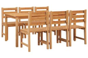 Ensemble à dîner salon de jardin meuble d'extérieur 7 pièces bois de teck solide 02_0014351