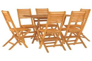 Ensemble à dîner salon de jardin meuble d'extérieur 7 pièces bois de teck solide 02_0014345