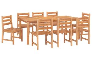 Ensemble à dîner salon de jardin meuble d'extérieur 9 pièces bois de teck solide 02_0014395