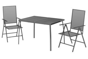 Ensemble de salle à manger de jardin meuble extérieur 3 pièces anthracite acier 02_0013576