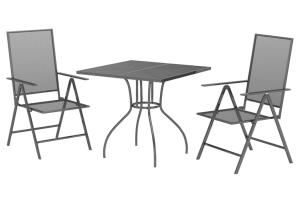 Ensemble de salle à manger de jardin meuble extérieur 3 pièces anthracite acier 02_0013577