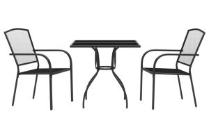 Ensemble de salle à manger de jardin meuble extérieur 3 pièces anthracite acier 02_0013579