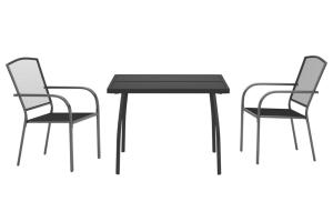 Ensemble de salle à manger de jardin meuble extérieur 3 pièces anthracite acier 02_0013580