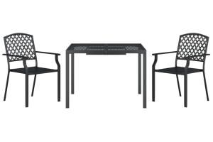 Ensemble de salle à manger de jardin meuble extérieur 3 pièces anthracite acier 02_0013581