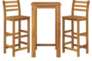 Ensemble de salle à manger de jardin meuble extérieur 3 pièces bois d'acacia solide 02_0013593